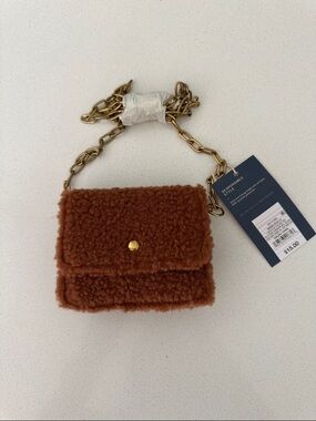 Universal Thread Rust Brown Shearling Crossbody with Gold Chain